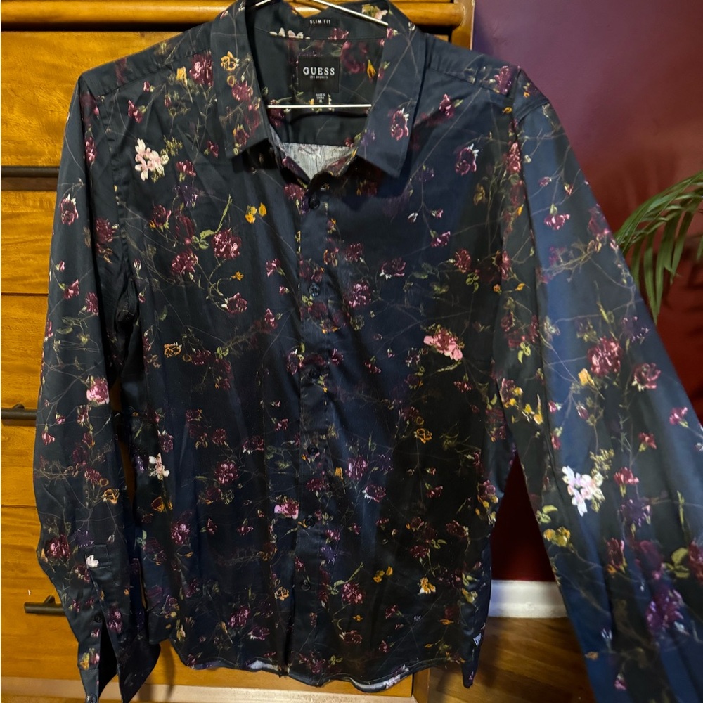 Guess slim fit flora print dress shirt